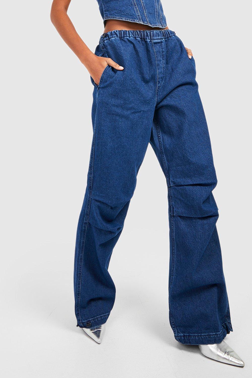 Denim hot sale parachute pants